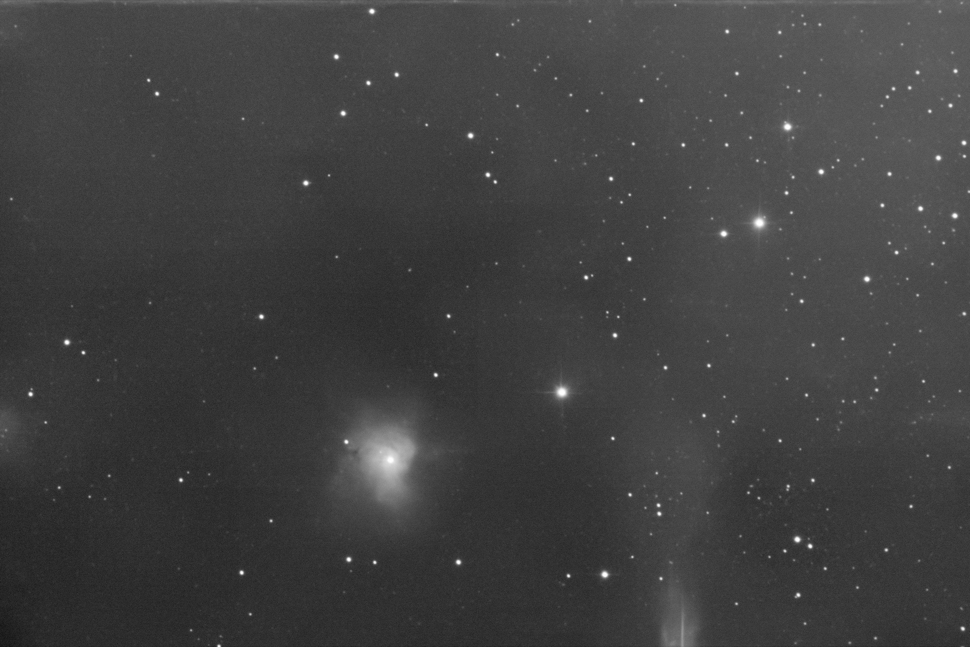 monochrome (grey scale) image of Horsehead Neb using the [O III] filter