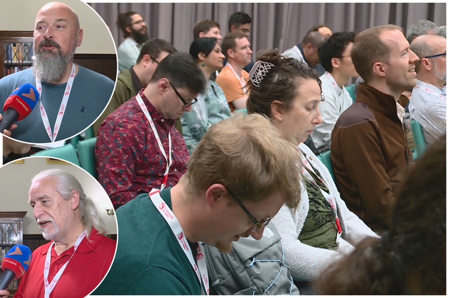 photo colage showing ADASS attendees and inserts with Peter Teuben and another man